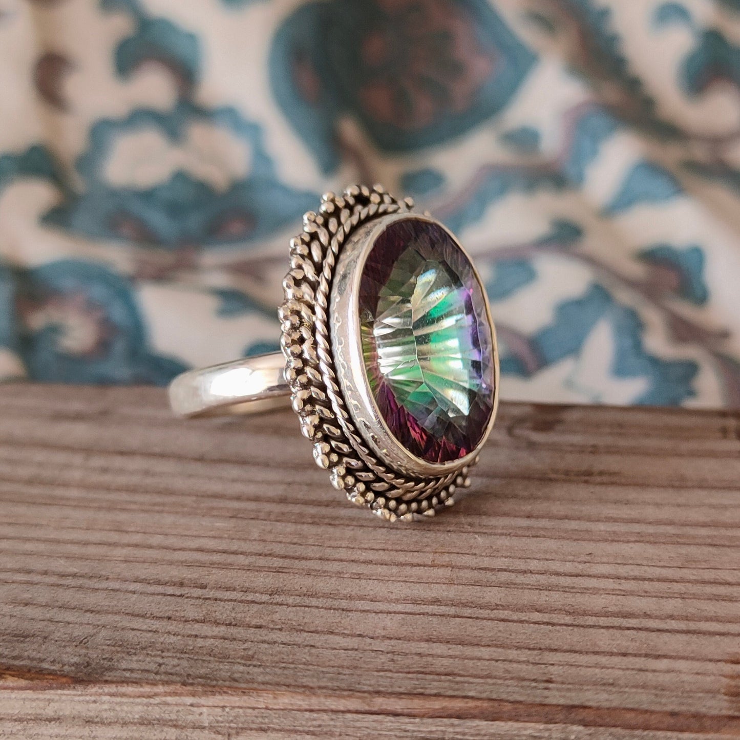 Mystic Quartz  Boho  Ring -Quartz Sterling Silver Ring - Hand Crafted Bohemian Ring-Bohemian Ring - Quartz - Rings -Gift for - bohemian
