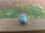 Natural Larimar top quality Stone ring - Cabochon ring - 925 sterling silver ring - Big pear shapering - wedding Rings - silver rings- gifts