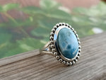 Natural Larimar top quality Stone ring - Cabochon ring - 925 sterling silver ring - Big pear shapering - wedding Rings - silver rings- gifts