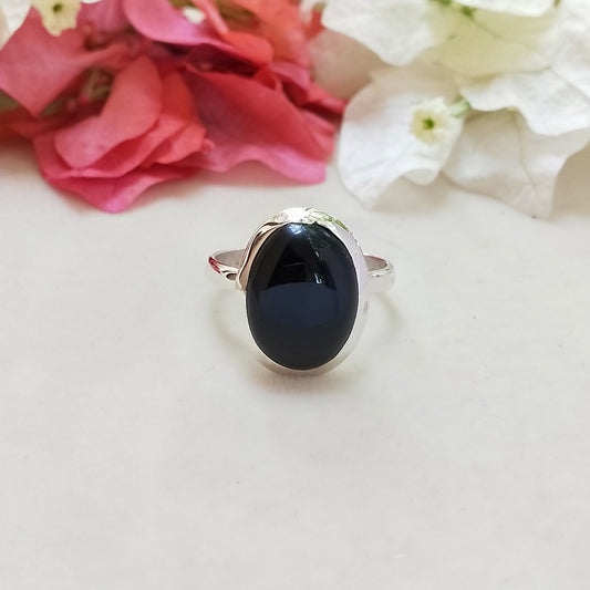 Boho Statement Ring - Black Onyx Stone Sterling Silver Ring- Hand Crafted Bohemian Ring -Bohemian Ring -Black Onyx Ring -Rings- Gift for her