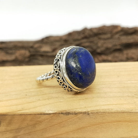 Lapis Lazuli Sterling Silver Ring - Hand Crafted Bohemian Ring - wedding jewelry , Boho silver Ring - Lapis Lazuli Ring - Rings - Gift for