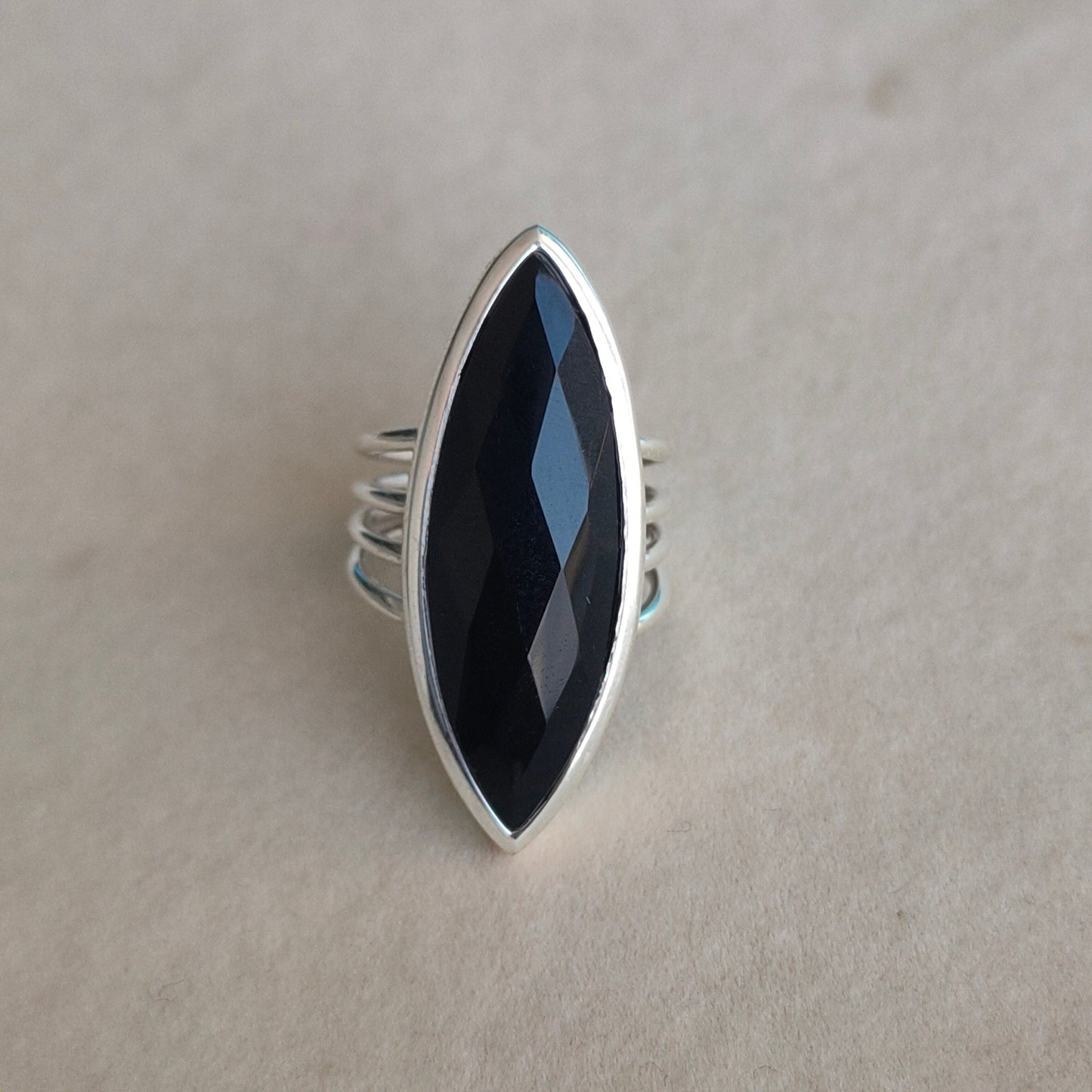 Black onyx middle finger ring , handmade silver bohemian ring , boho silver ring , big size boho ring , silver ring , black onyx ring , gift