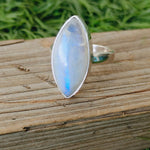 Boho  Ring - Rainbow Moonstone Sterling Silver Ring - Hand Crafted Bohemian Ring-Bohemian Ring -Rainbow Moonstone -Rings -Gift for her Gifts