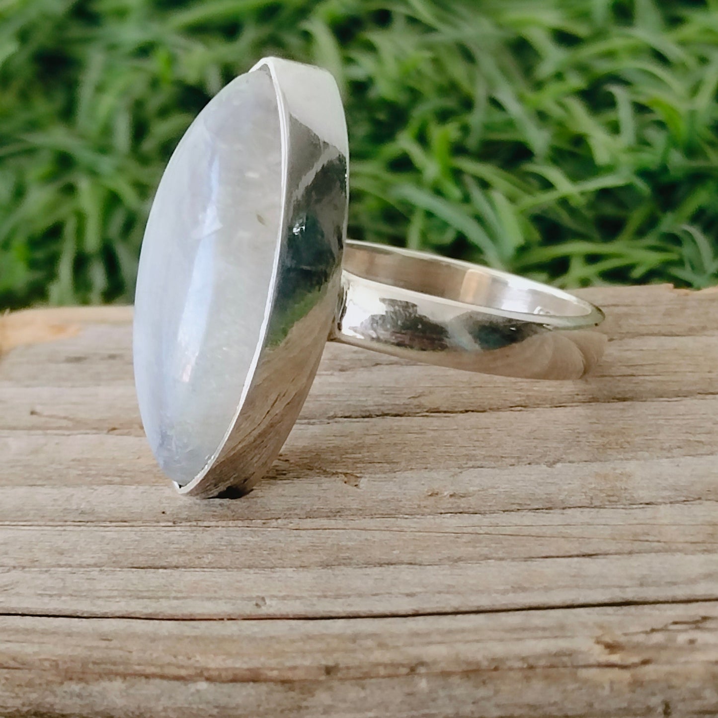 Boho  Ring - Rainbow Moonstone Sterling Silver Ring - Hand Crafted Bohemian Ring-Bohemian Ring -Rainbow Moonstone -Rings -Gift for her Gifts