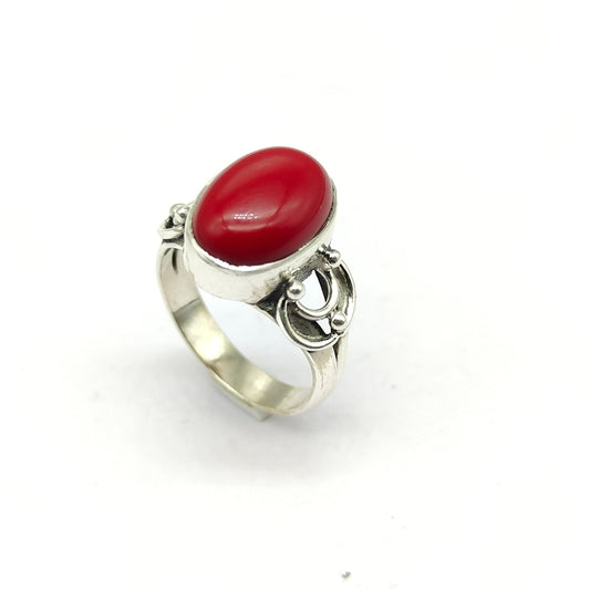 Coral stone  Sterling Silver Ring - minimalist summer jewelry gift summer wedding- Bohemian Ring Coral Ring - Rings - Gift for her