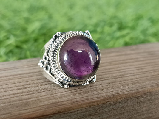 Amethyst Gemstone Ring - Amethyst Sterling Silver Ring - Hand Crafted Bohemian Ring-Bohemian Ring - Amethyst - Rings - free shipping