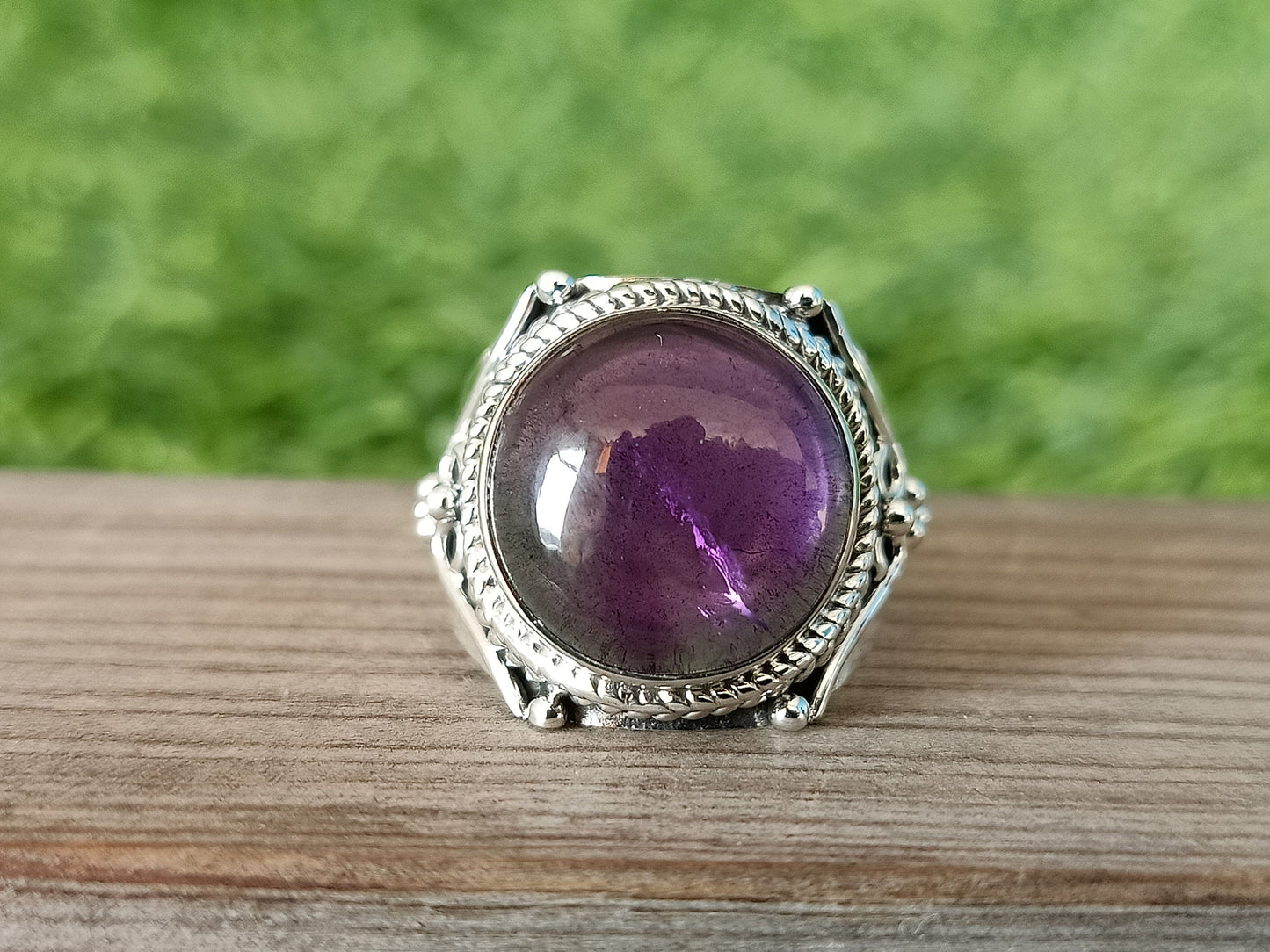 Amethyst Gemstone Ring - Amethyst Sterling Silver Ring - Hand Crafted Bohemian Ring-Bohemian Ring - Amethyst - Rings - free shipping