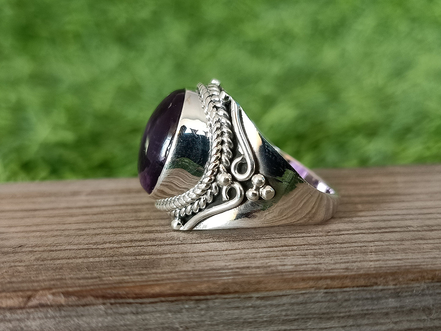 Amethyst Gemstone Ring - Amethyst Sterling Silver Ring - Hand Crafted Bohemian Ring-Bohemian Ring - Amethyst - Rings - free shipping