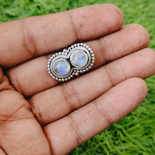 Moonstone Silver ring- statement ring - 925 sterling silver ring - dual stone ring  - wedding Rings - silver rings- gifts