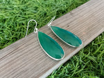 Green  Calci 925 Sterling Silver - Handmade Earring -Green Calci Pear Shape Silver Earrings -  Boho Earrings- Gift for Her- Unique Earring