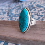 Turquoise Boho  Ring - Turquoise Sterling Silver Ring - Hand Crafted Bohemian Ring-Bohemian Ring - Turquoise - Rings -Gift for her- bohemian