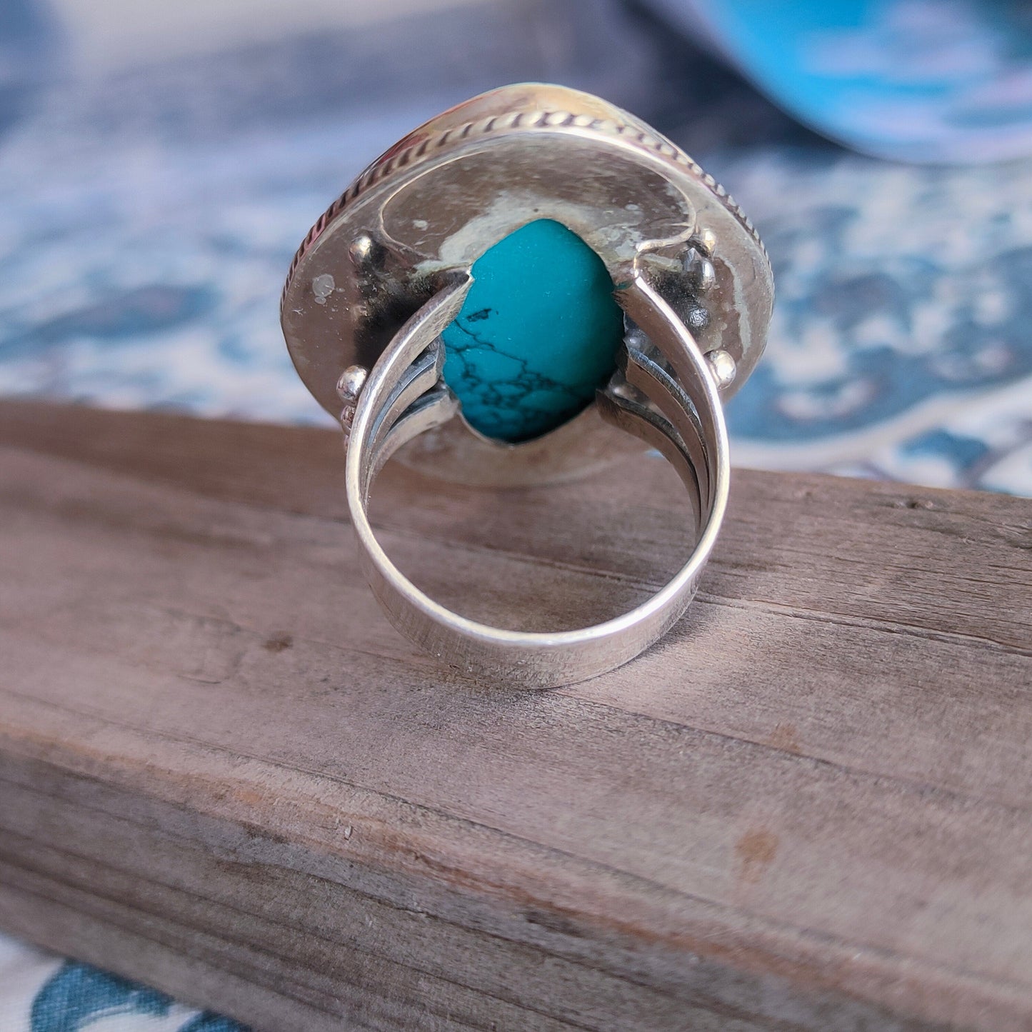 Turquoise Boho  Ring - Turquoise Sterling Silver Ring - Hand Crafted Bohemian Ring-Bohemian Ring - Turquoise - Rings -Gift for her- bohemian