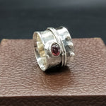 Garnet Stone Spinner Band, Sterling Silver Band, Unique Band Silver Ring, Handmade Silver Ring, Bohemian Band, Gifts for her- Gifts