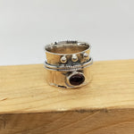Garnet Stone Spinner Band, Sterling Silver Band, Unique Band Silver Ring, Handmade Silver Ring, Bohemian Band, Gifts for her- Gifts