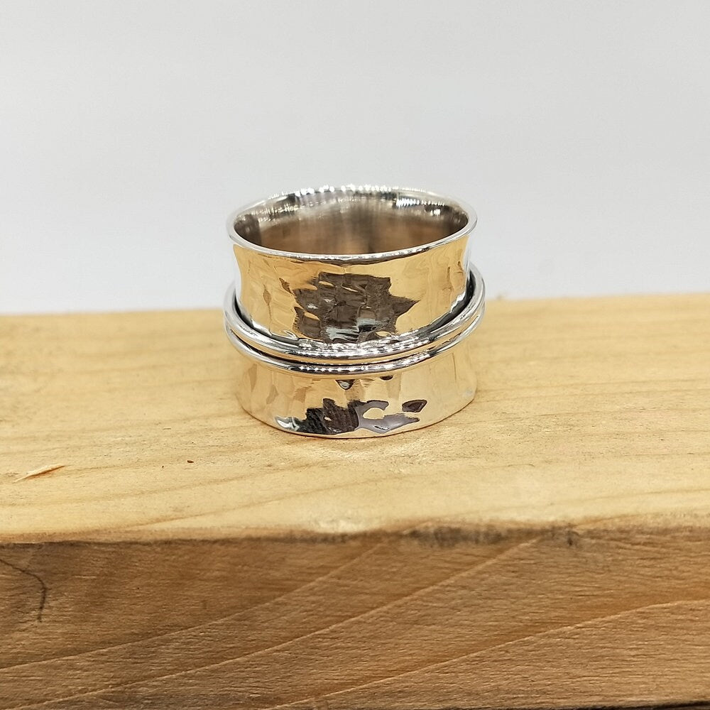 Garnet Stone Spinner Band, Sterling Silver Band, Unique Band Silver Ring, Handmade Silver Ring, Bohemian Band, Gifts for her- Gifts