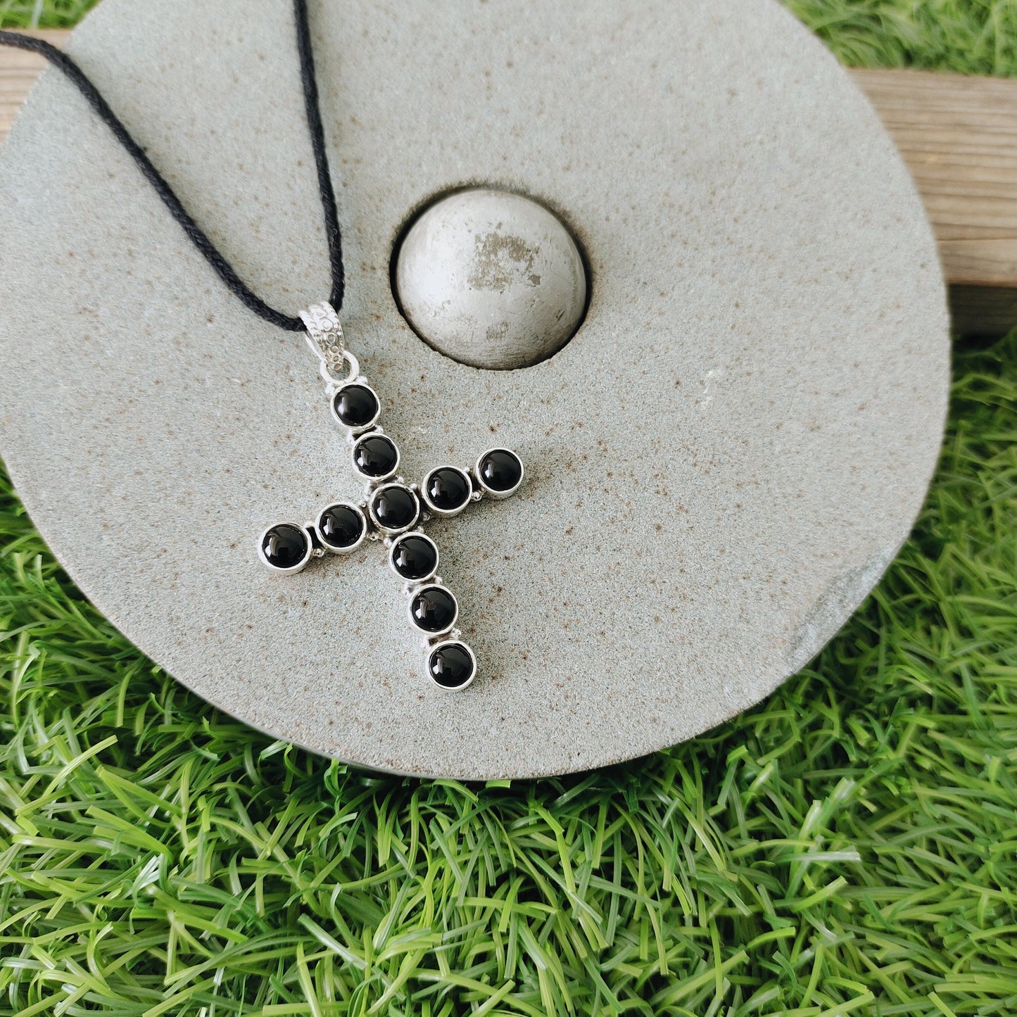 Black onyx Pendant , Cross Silver Pendant , 925 Silver Pendant , Silver Religious Pendant , Jesus Cross Pendant , Gemstone Pendant , Pendant