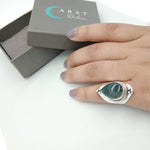 Boho ring - moss agate silver ring - 925 Silver ring - Boho silver ring - moss agate ring - Tear drop shape stone ring - free shipping