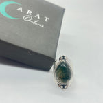 Boho ring - moss agate silver ring - 925 Silver ring - Boho silver ring - moss agate ring - Tear drop shape stone ring - free shipping