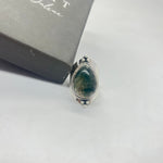 Boho ring - moss agate silver ring - 925 Silver ring - Boho silver ring - moss agate ring - Tear drop shape stone ring - free shipping