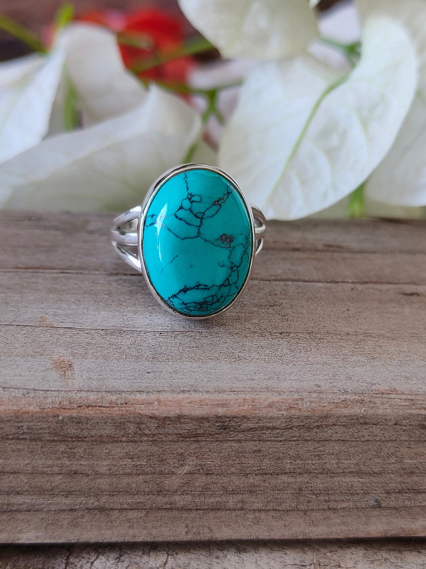 Turquoise Boho  Ring - Turquoise Sterling Silver Ring - Hand Crafted Bohemian Ring-Bohemian Ring - Turquoise - Rings -Gift for - bohemian