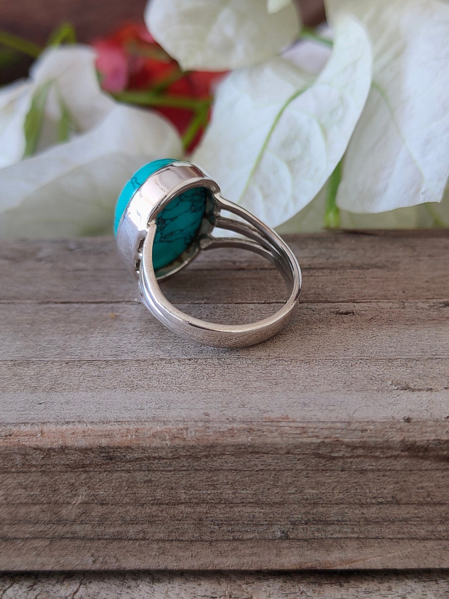 Turquoise Boho  Ring - Turquoise Sterling Silver Ring - Hand Crafted Bohemian Ring-Bohemian Ring - Turquoise - Rings -Gift for - bohemian