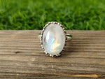 Moonstone Boho Ring - Rainbow Moonstone Sterling Silver Ring - Hand Crafted Bohemian Ring - Rainbow Moonstone- free shipping ring - Gifts