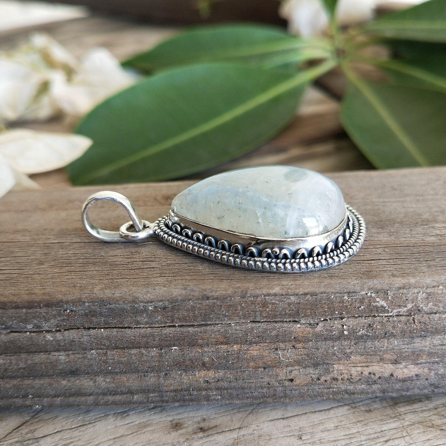 Rainbow Moonstone Pendant in Solid 925-Sterling Silver | Gorgeous Handmade Rainbow Moonstone Pendant | Boho Pendant Gift for Her