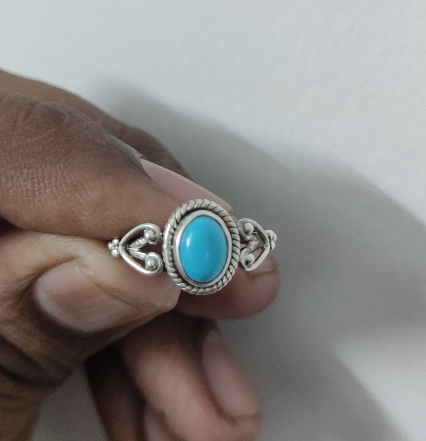 Turquoise Gemstone Boho  Ring - 925 Sterling Silver Ring - Sleeping Beauty Turquoise Beauty Bohemian Ring - Turquoise ring- Rings -Gifts