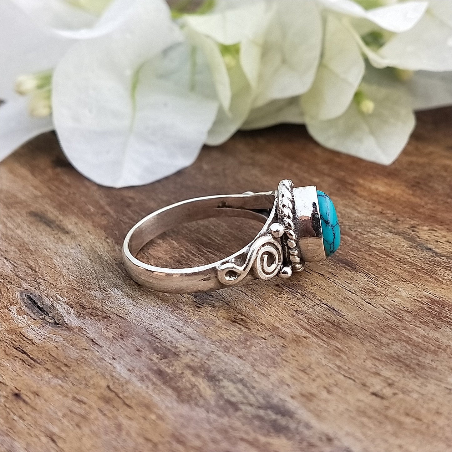 Turquoise  Gemstone Boho  Ring - 925 Sterling Silver Ring - Turquoise Bohemian Ring - Bohemian Ring - Turquoise ring- Rings - Gift for -Ring