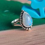 Moonstone Sterling Silver Ring - Hand Crafted Bohemian Ring-Bohemian Ring - Rainbow Moonstone- Boho silver ring , silver  Rings -Gift for
