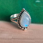 Moonstone Sterling Silver Ring - Hand Crafted Bohemian Ring-Bohemian Ring - Rainbow Moonstone- Boho silver ring , silver  Rings -Gift for