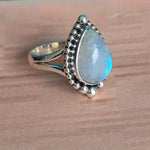 Moonstone Sterling Silver Ring - Hand Crafted Bohemian Ring-Bohemian Ring - Rainbow Moonstone- Boho silver ring , silver  Rings -Gift for