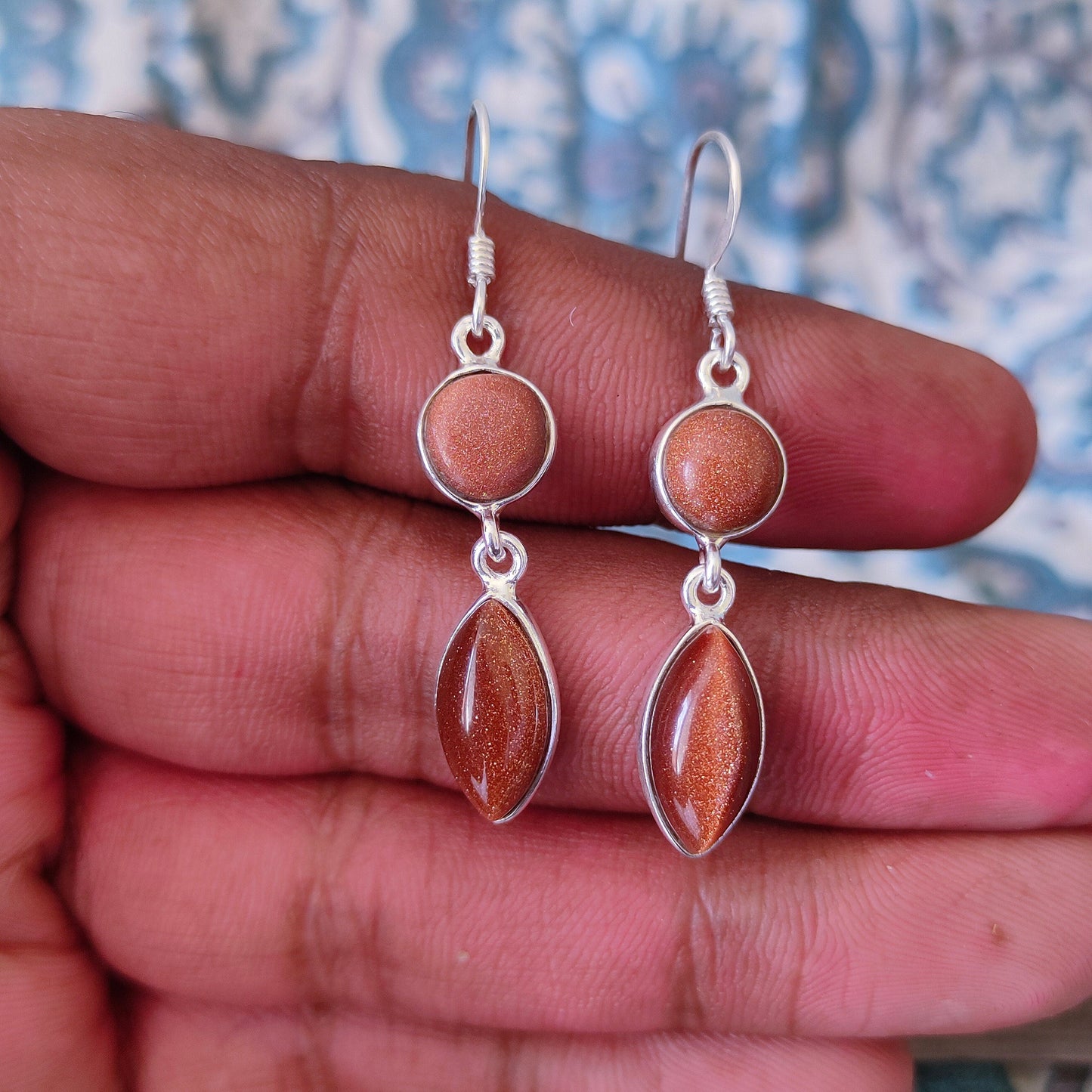 Sunstone Sterling Silver Handmade Earring Sunstone Daily wearable Earrings in Round Shape Bezel Earrings Gift for Her