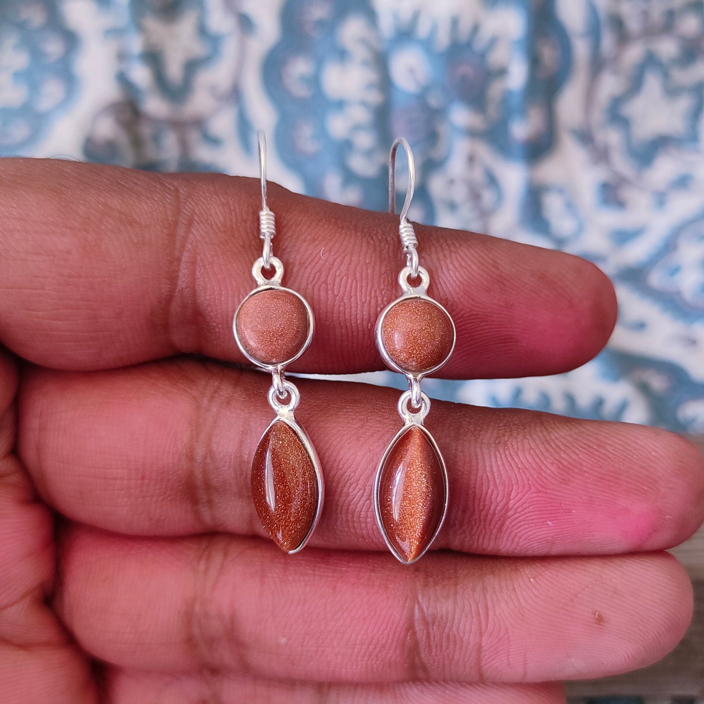 Sunstone Sterling Silver Handmade Earring Sunstone Daily wearable Earrings in Round Shape Bezel Earrings Gift for Her