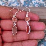 Sunstone Sterling Silver Handmade Earring Sunstone Daily wearable Earrings in Round Shape Bezel Earrings Gift for Her