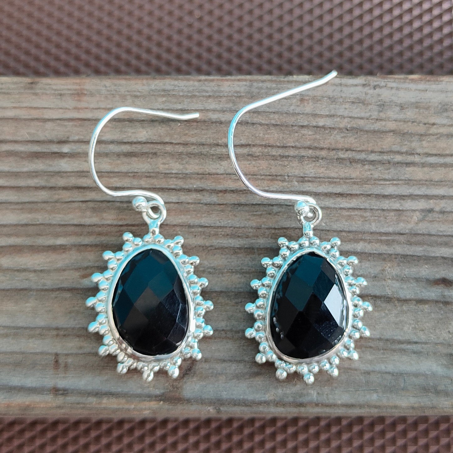 Black Onyx Sterling Silver Handmade Earring Black Onyx stone Daily wearable Earrings in Pear Shape Boho Earrings Gift for Her