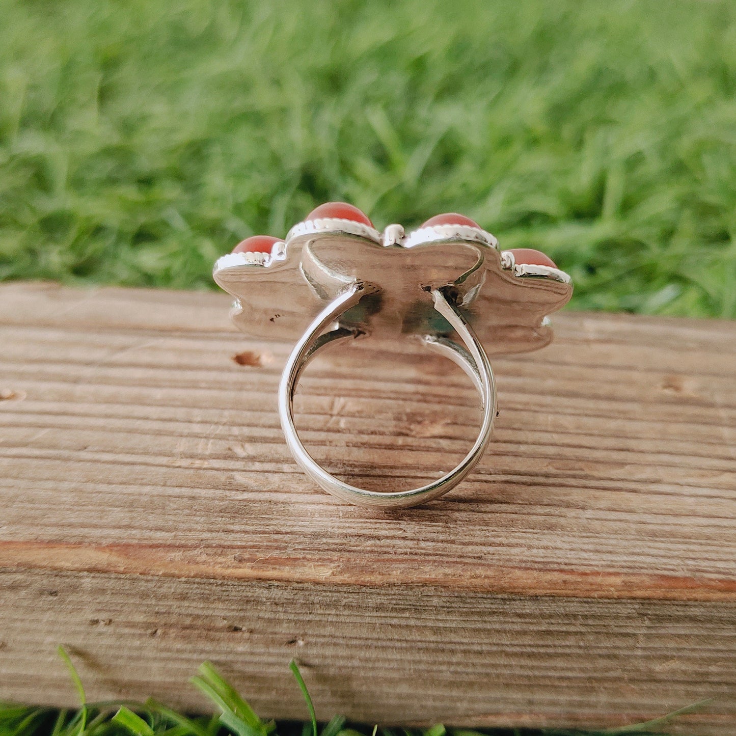 flower shape carnelian Gemstone Boho Ring - 925 Sterling Silver Ring - carnelian Ring - Bohemian Ring - carnelian ring- Rings - Gift for her
