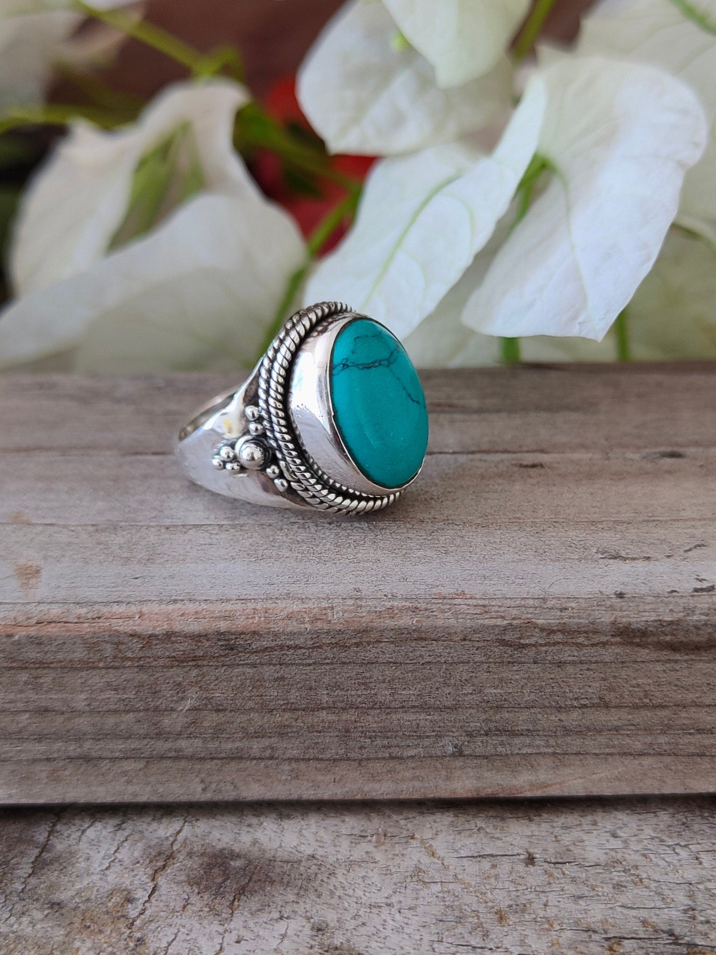 Turquoise Boho  Ring - Turquoise Sterling Silver Ring - Hand Crafted Bohemian Ring-Bohemian Ring - Turquoise - Rings -Gift for - bohemian