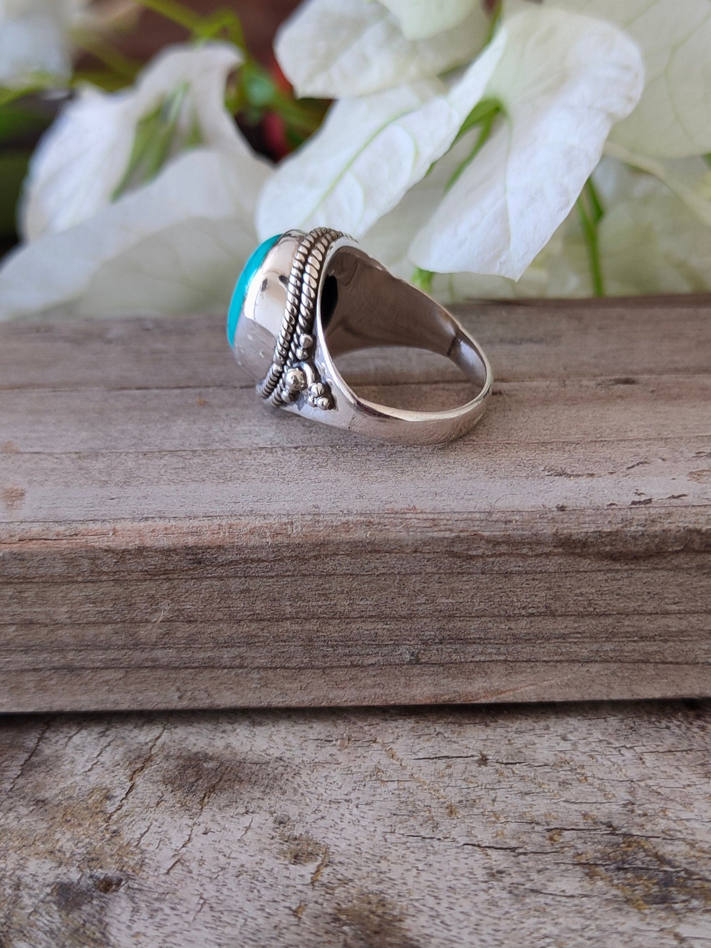 Turquoise Boho  Ring - Turquoise Sterling Silver Ring - Hand Crafted Bohemian Ring-Bohemian Ring - Turquoise - Rings -Gift for - bohemian