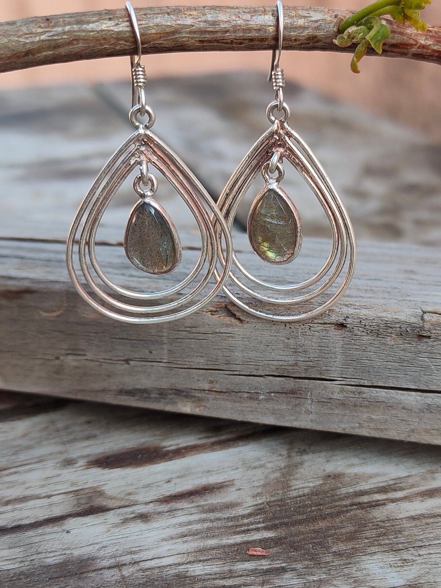 Labradorite Sterling Silver Handmade Earring | Labradorite Stone | Daily Wearable Earrings in Teardrop Shape | Bezel Earrings Gift for Her