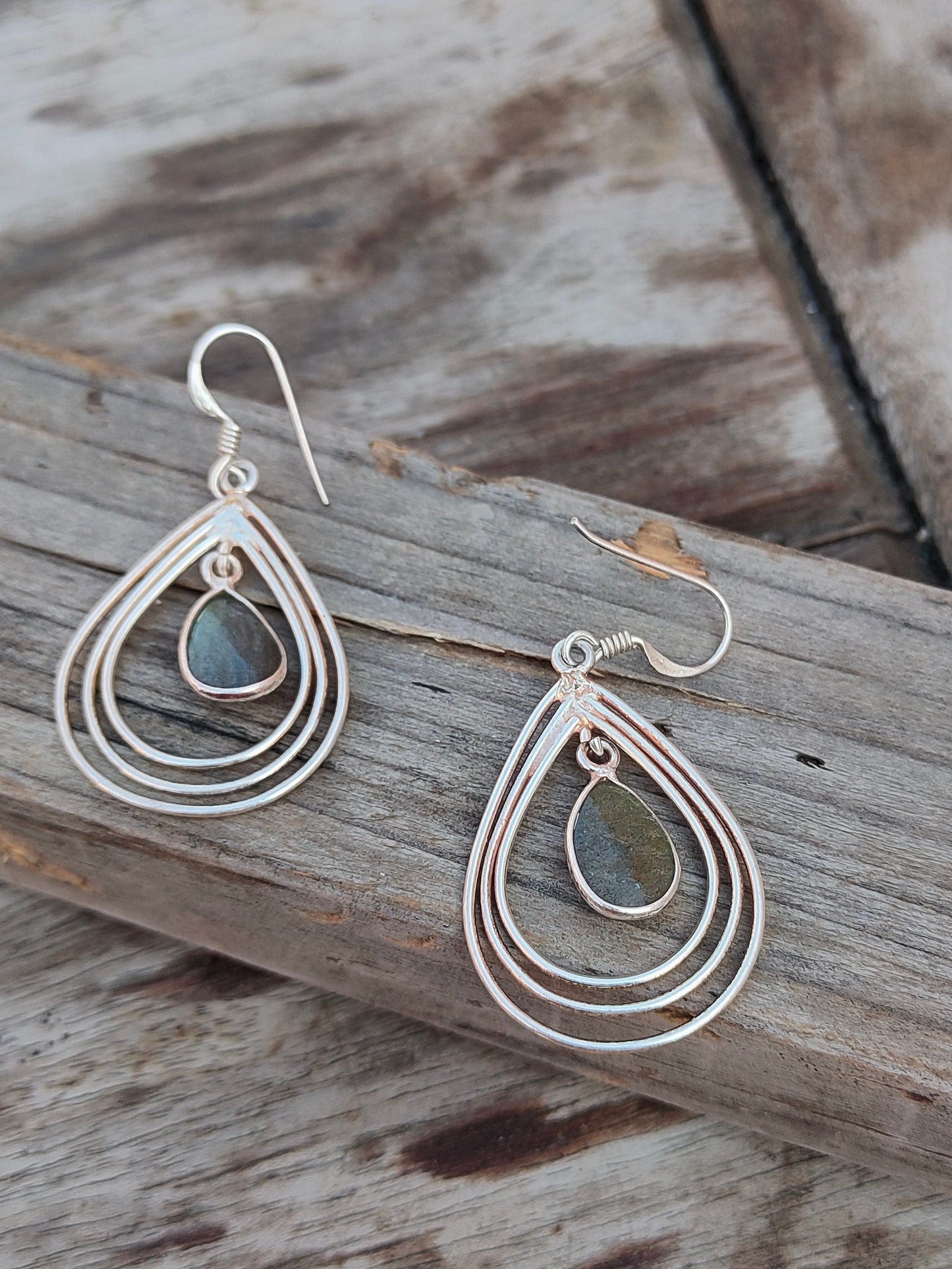 Labradorite Sterling Silver Handmade Earring | Labradorite Stone | Daily Wearable Earrings in Teardrop Shape | Bezel Earrings Gift for Her