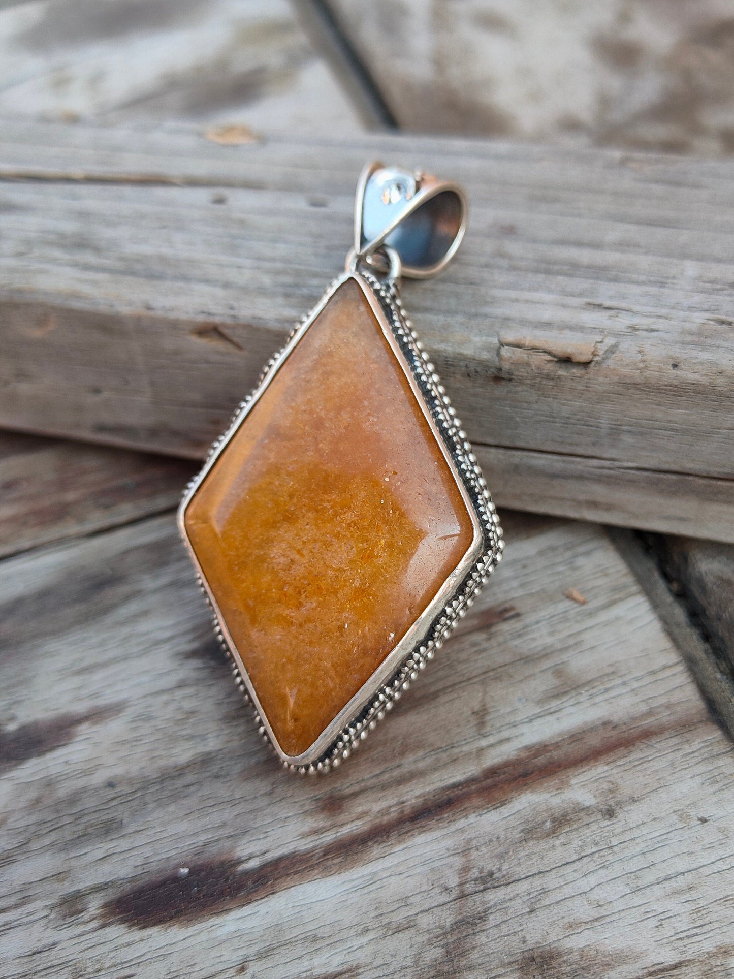 Handmade Yellow Lace Agate Pendant of Solid 925 Sterling Silver, Beautiful Yellow Lace Agate Pendant, Boho Pendant Gift for her