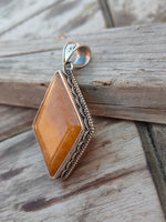 Handmade Yellow Lace Agate Pendant of Solid 925 Sterling Silver, Beautiful Yellow Lace Agate Pendant, Boho Pendant Gift for her