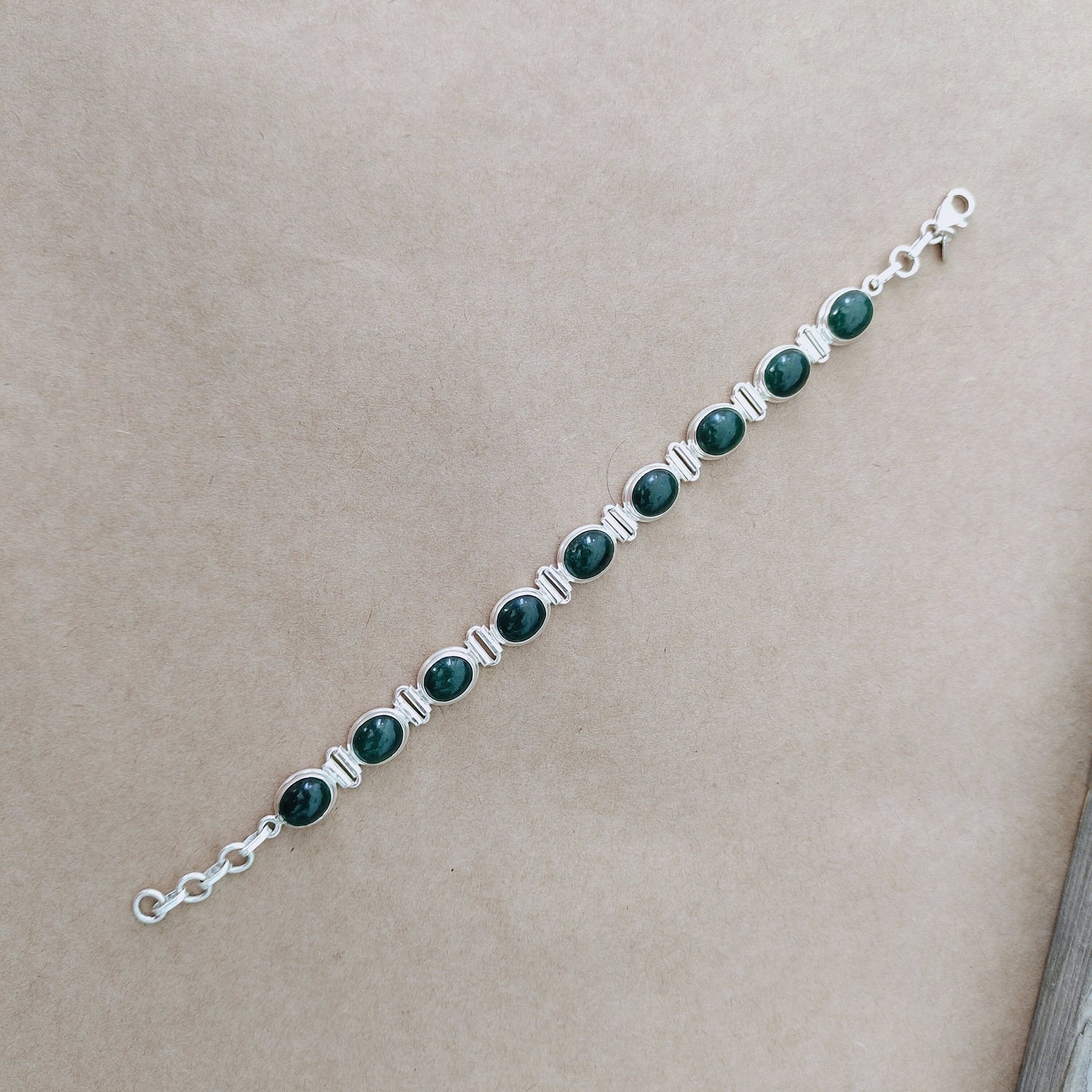 Aventurine Gemstone Bracelet - Silver Beaded Bracelet - 925 Sterling Silver Bracelet - Dainty Silver Bracelet for Women Bracelets - Silver