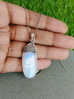 Rainbow Moonstone Pendant in Solid 925-Sterling Silver | Gorgeous Handmade Rainbow Moonstone Pendant | Boho Pendant Gift for Her Moonstone