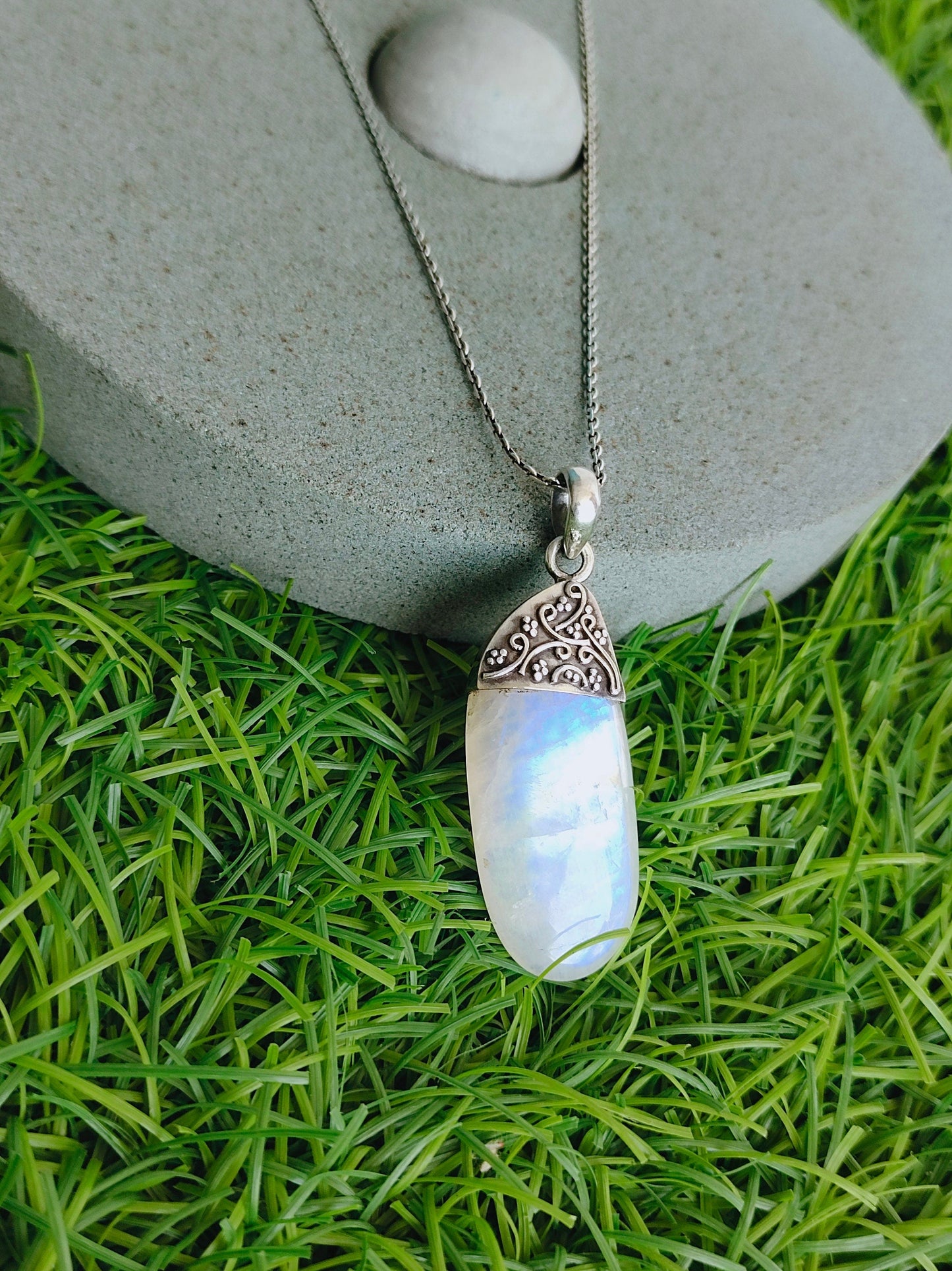 Rainbow Moonstone Pendant in Solid 925-Sterling Silver | Gorgeous Handmade Rainbow Moonstone Pendant | Boho Pendant Gift for Her Moonstone