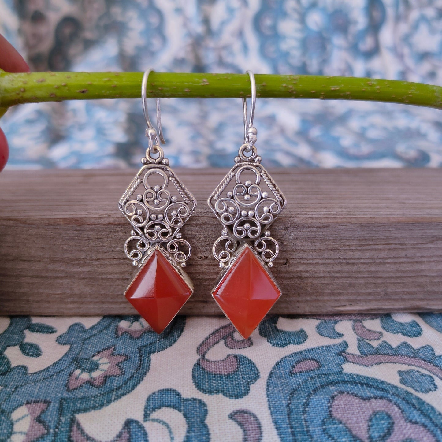 Red Onyx Sterling Silver,Handmade Silver Earrings,Boho Earrings,925 sterling silver Earrings,Gift for Her