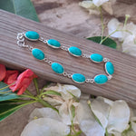 Turquoise Gemstone Bracelet - Silver Beaded Bracelet - 925 Sterling Silver Bracelet - Dainty Silver Bracelet for Women Bracelets - Silver