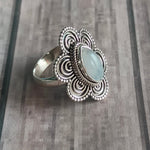 Boho  Ring - Rainbow Moonstone Sterling Silver Ring - Hand Crafted Bohemian Ring-Bohemian Ring -Rainbow Moonstone -Rings -Gift for her Gifts