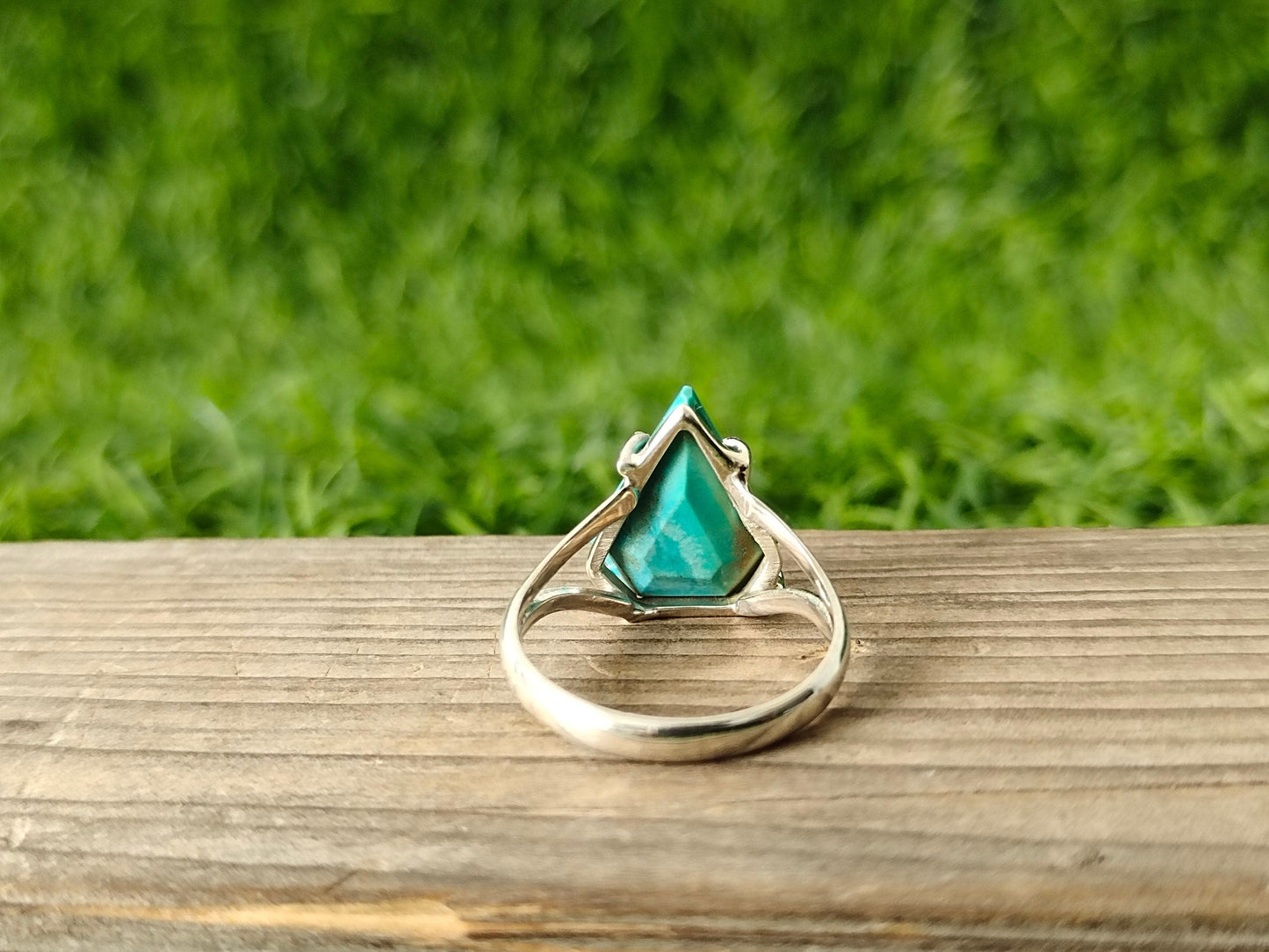 Turquoise Gemstone Boho  Ring - 925 Sterling Silver Ring -Turquoise coffin ring -Bohemian Ring -Turquoise ring- Triangle ring - Rings -Gifts